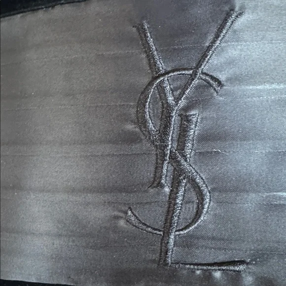 YSL Yves Saint Laurent Elegant Black Makeup Toiletry Bag Silk Rare Hard to Find - Picture 10 of 15